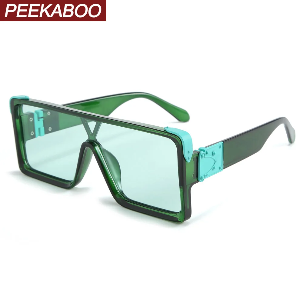 

Peekaboo one piece square sunglasses for men oversized 2020 white women sun glasses retro male green blue uv400 hot selling