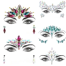 

2022 Temporary Crystal Glitter Tattoo Stickers Face Jewels Body Adhesive Festival Party Flash Fake Tattoo Stickers Makeup