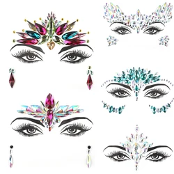 Autocollants de tatouage temporaire à paillettes de cristal, bijoux adhésifs pour le visage, le corps, Flash de fête, Festival, maquillage, 2022 