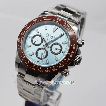 

Bliger 39mm Automatic Mechanical Men's Watch Sky blue dial Stainless Steel Sports Sapphire Glass Watch Men
