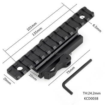

Aluminum alloy 20mm to 20mm quick release to increase 25mm guide rail 135MM flashlight fixture mounting base guide rail
