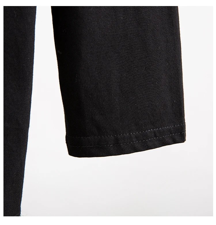 autumn new metal pin decoration fold round neck long sleeve irregular T-shirt female slim fashion