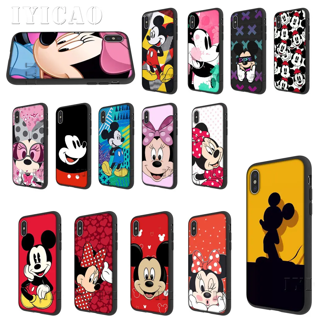 

IYICAO Mickey Mouse Minnie Soft Silicon for iPhone 5 5s SE 10 X XS XR XS Max 6 6s 7 8 Plus 11 pro max Phone Cover