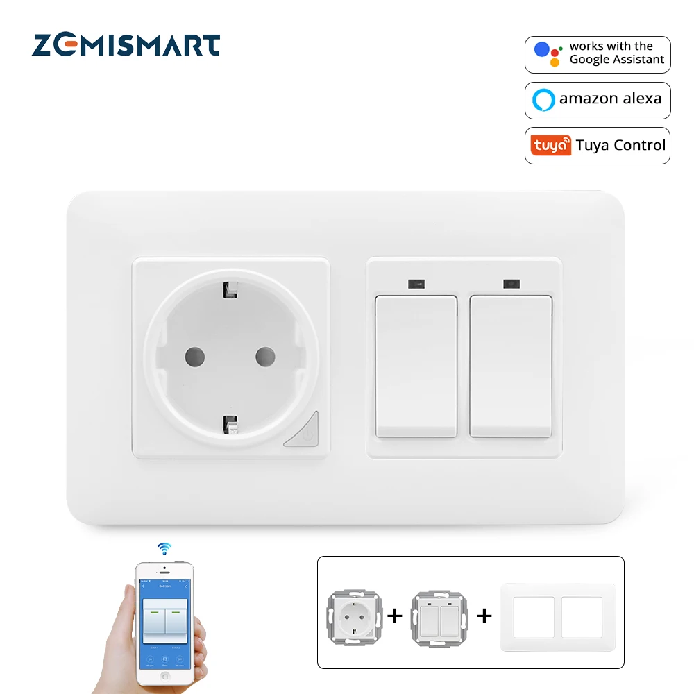 Настенный выключатель света Zemismart умная розетка европейского стандарта с