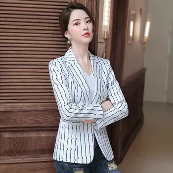 

New autumn striped small suit jacket female Korean version of the temperament wild small incense style Slim casual