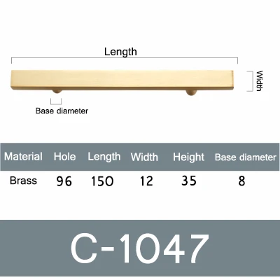 "-11" ручки для квадратного шкафа мебельные ручки для ящиков Твердый латунный кухонный шкаф круглые ручки для дверей черный/бронзовый/золотой - Цвет: C -1047 -96