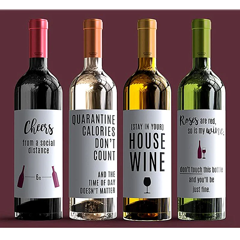Custom Social Distancing Wine Bottle Label,Funny Quarantine,Birthday  Alone,Stay Home,Mutual Encouragement And Comfort Wine Gifts