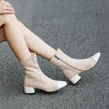 thick heel sock boots
