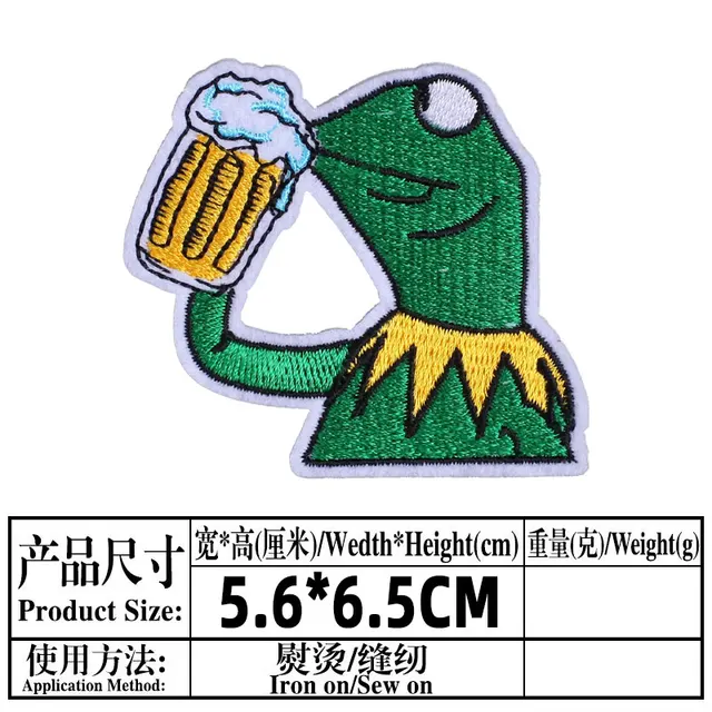 2021 Oeteldonk Emblem Frog Carnival for Netherland Emblems Full Embroidered Iron on Embroidery Patches for Clothing Applique F PE0410CT