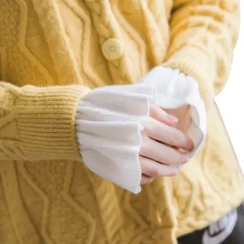 

2pcs/pair Knitted Fake Cuff Gloves Women Girls Korean Style Big Wave Wrist Decor