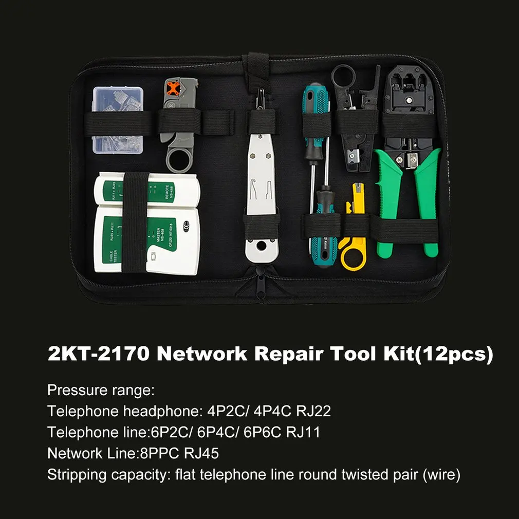10/12pcs/set Portable LAN Network Repair Tool Kit UTP Cable Clamp Pliers Cable Tester Wire Crimper Stripping Crimping Pliers