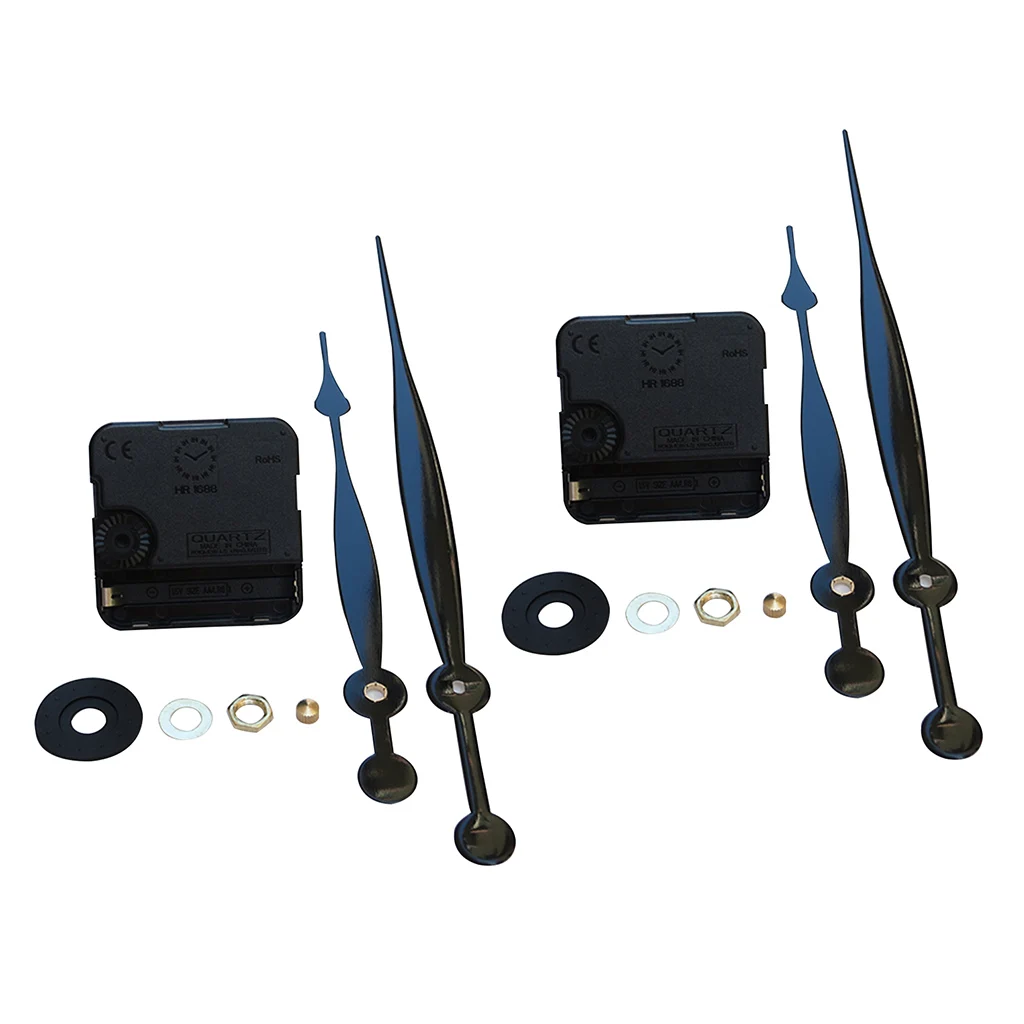 2 Pieces HR1688-28 Silent Mechanism Quartz Wall Clock Movement Repair Kit Long Hand with 28mm Shaft, Jump Second Movement