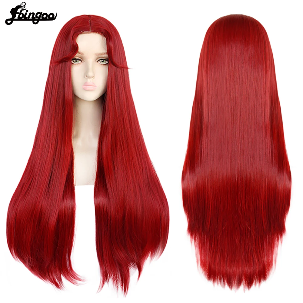 Ebingoo Wine Red Wig Burgundy Synthetic Cosplay Wigs Long Straight for Women+Wig Cap | Шиньоны и парики
