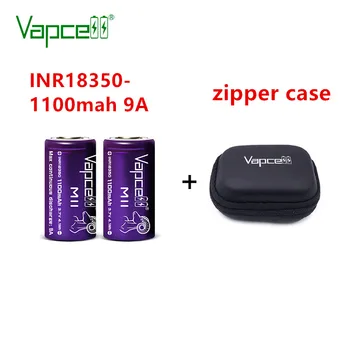 

2pcs/lot with zippeer case Vapcell original INR 18350 1100mah 9A M11 li ion Battery 3.7V rechargeable batteries Free shipping