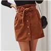 SHEIN однотонная Повседневная Вельветовая юбка на пуговицах спереди с поясом, Женская Весенняя сумка на талии, уличная одежда, женские мини-юбки с карманами