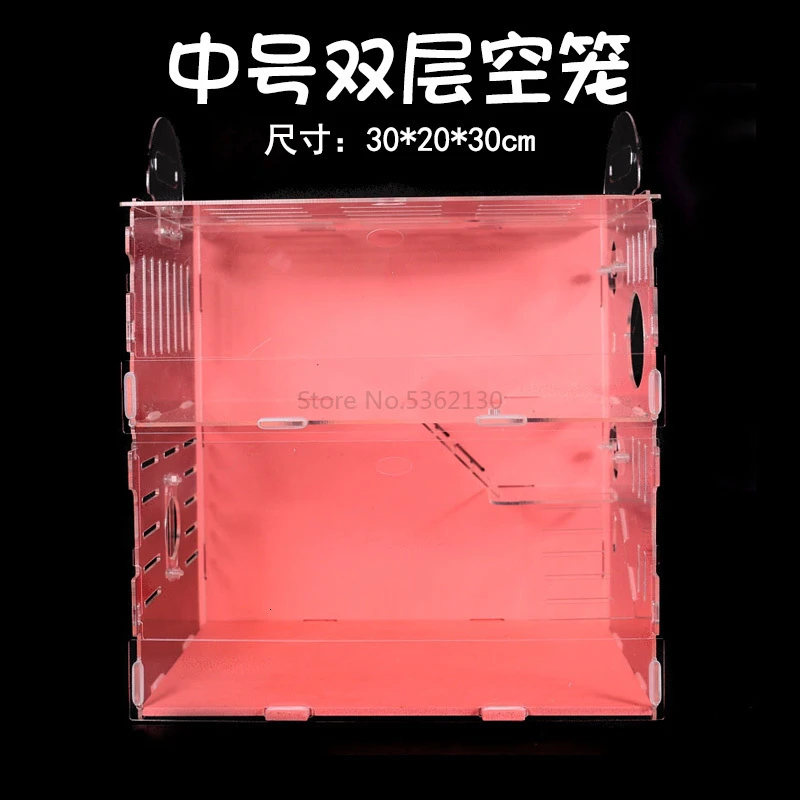Клетка для хомяка акриловая прозрачная Золотой медведь гнездо вилла Одиночная и двойная игрушка поставки - Цвет: Розовый