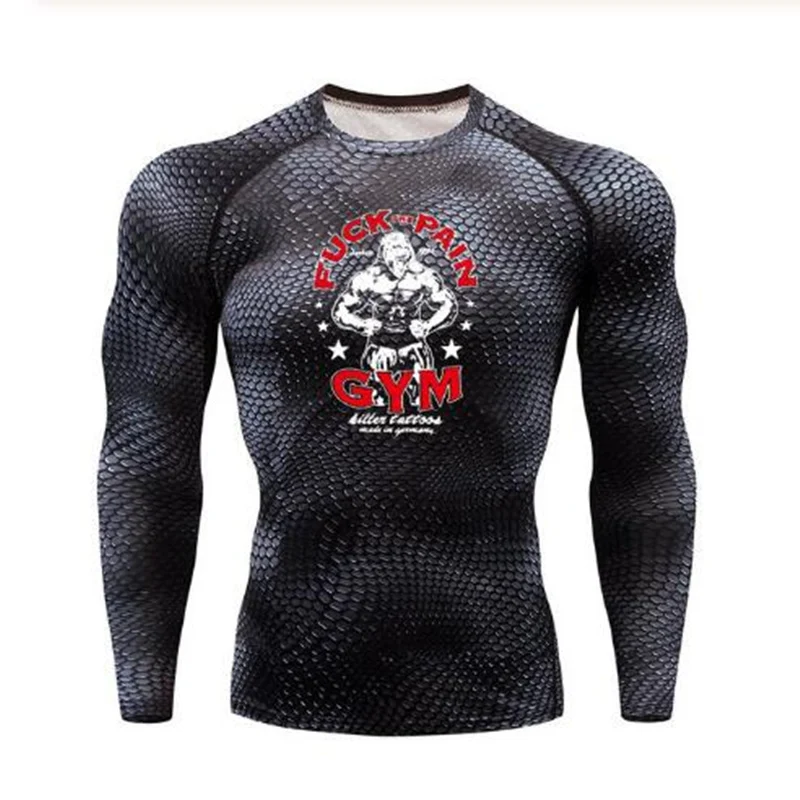 Спортивная мужская футболка для бега Gorilla, спортивная одежда со змеей, топ для фитнеса, Рашгард, одежда для футбола, быстросохнущая спортивная мужская рубашка