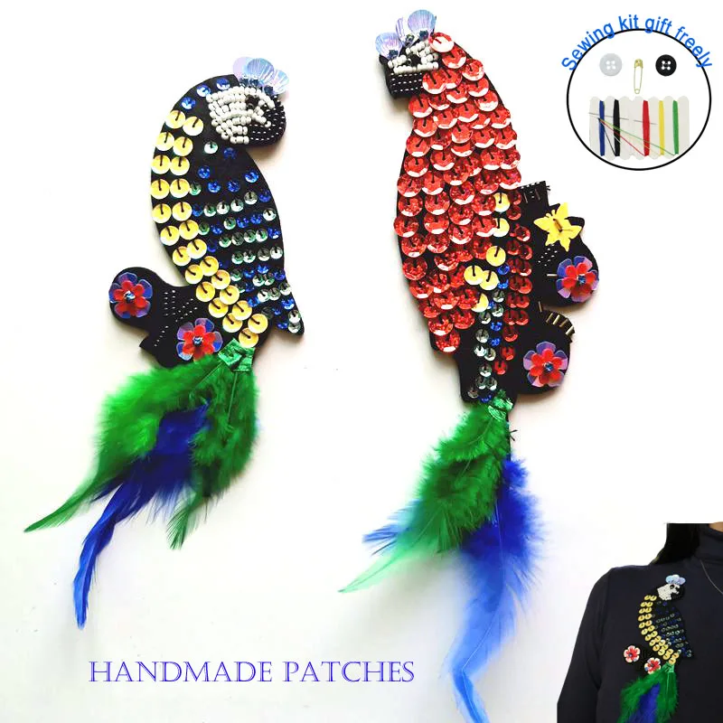 beaded bird patchse for clothes