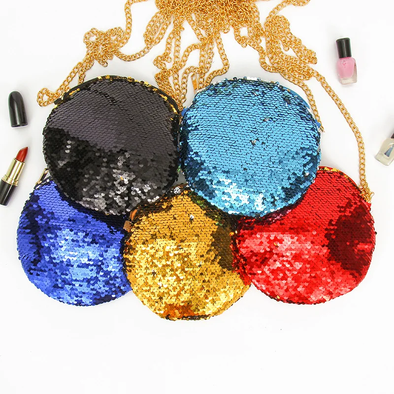 

Female Shoulder Bag Detachable Strap Evening Party Sequins Zipper black, gold, silver Glitter Fashion Chain Bag