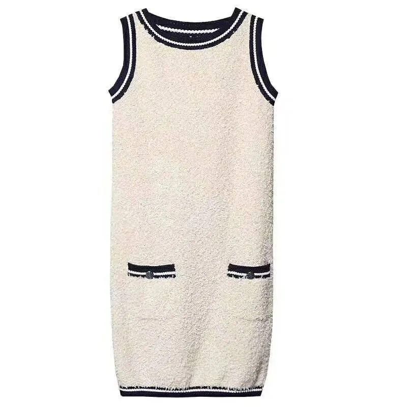 

2019 Autumn And Winter New Products Graceful Customizable Yarn Sleeveless Vest Dress Elegant Simple Base Knitted Dress Women's
