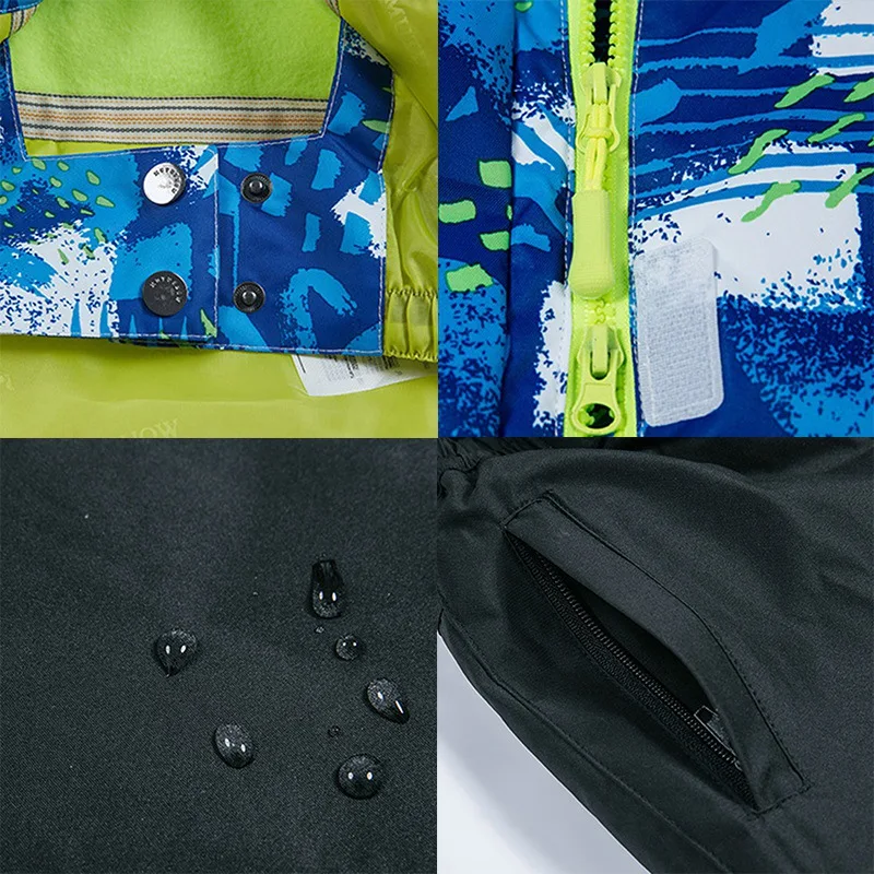 MUTUSNOW/детская зимняя куртка и штаны; водонепроницаемый теплый зимний лыжный комбинезон для мальчиков; лыжный сноубординг; уличная одежда