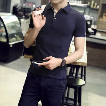 

10132-Glossy skating silk round neck casual short-sleeved T-shirt male character top