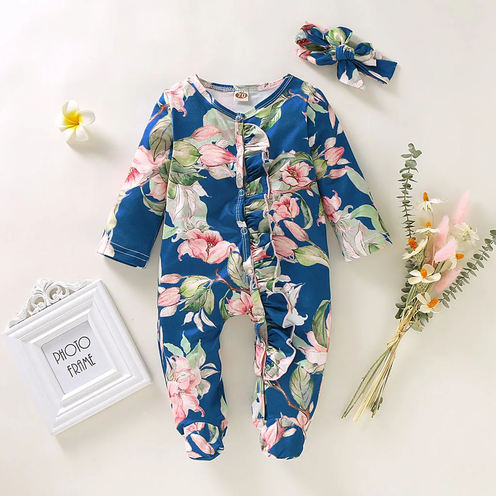 floral sleepers baby girl