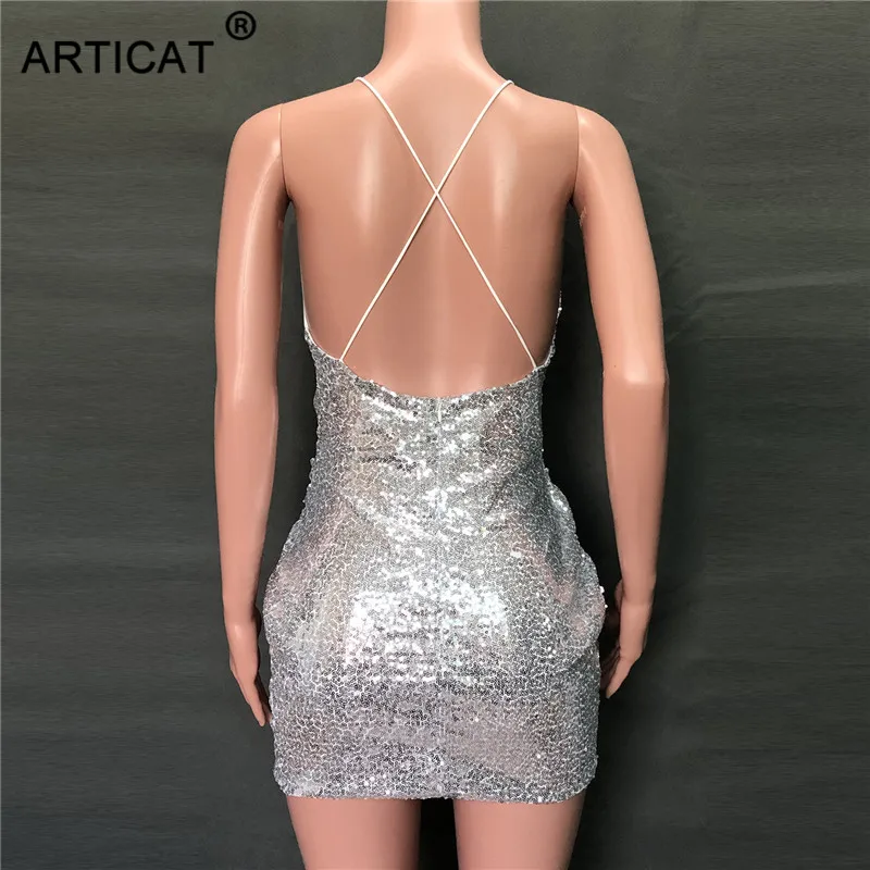 Articat с глубоким v-образным вырезом, сексуальное платье с блестками, женское однотонное Золотое облегающее зимнее рождественское платье, элегантное черное Клубное платье для вечеринки, vestidos