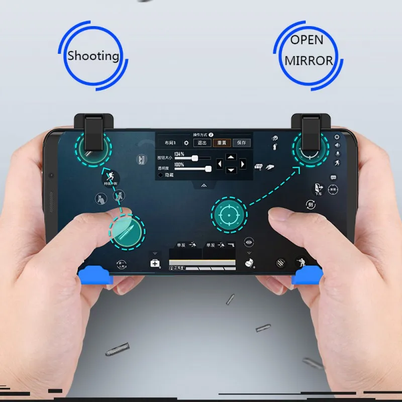  Mobile Phone Game Controller Button Four-finger Auxiliary Handle Shooter Gaming Gamepad Joystick Ga