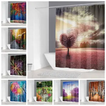 

2020 Beauty View Design Waterproof Washable Bath Shower Curtain With 12 Hooks 180*180