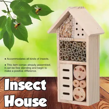 

Beehouse Honey Tools Insect Bee House Wooden Insect Bee House Wood Bug Room Hotel Shelter Nests Box Bee House Garden Decoration
