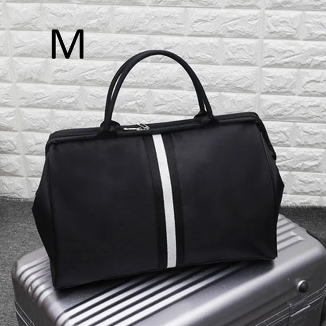 Women Overnight Weekend Fitness Bag Ladies Stripe Yaga Big Travel Bag Light Men Foldable Outdoor Bags Korean 2021 XA37WB Black M
