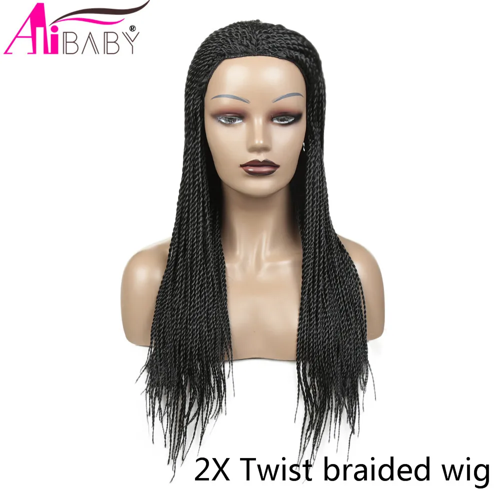 Long Braided African Wig Synthetic Box Braids Wig Natural Black Synthetic Braiding Hair For Women Daily Use Alibaby