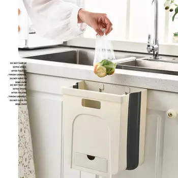 

Kitchen Hanging Trash Can Wall Mounted Folding Waste Bin Bathroom Kitchen Cabinet Door Hanging Trash Bin Portable Car Trash Can
