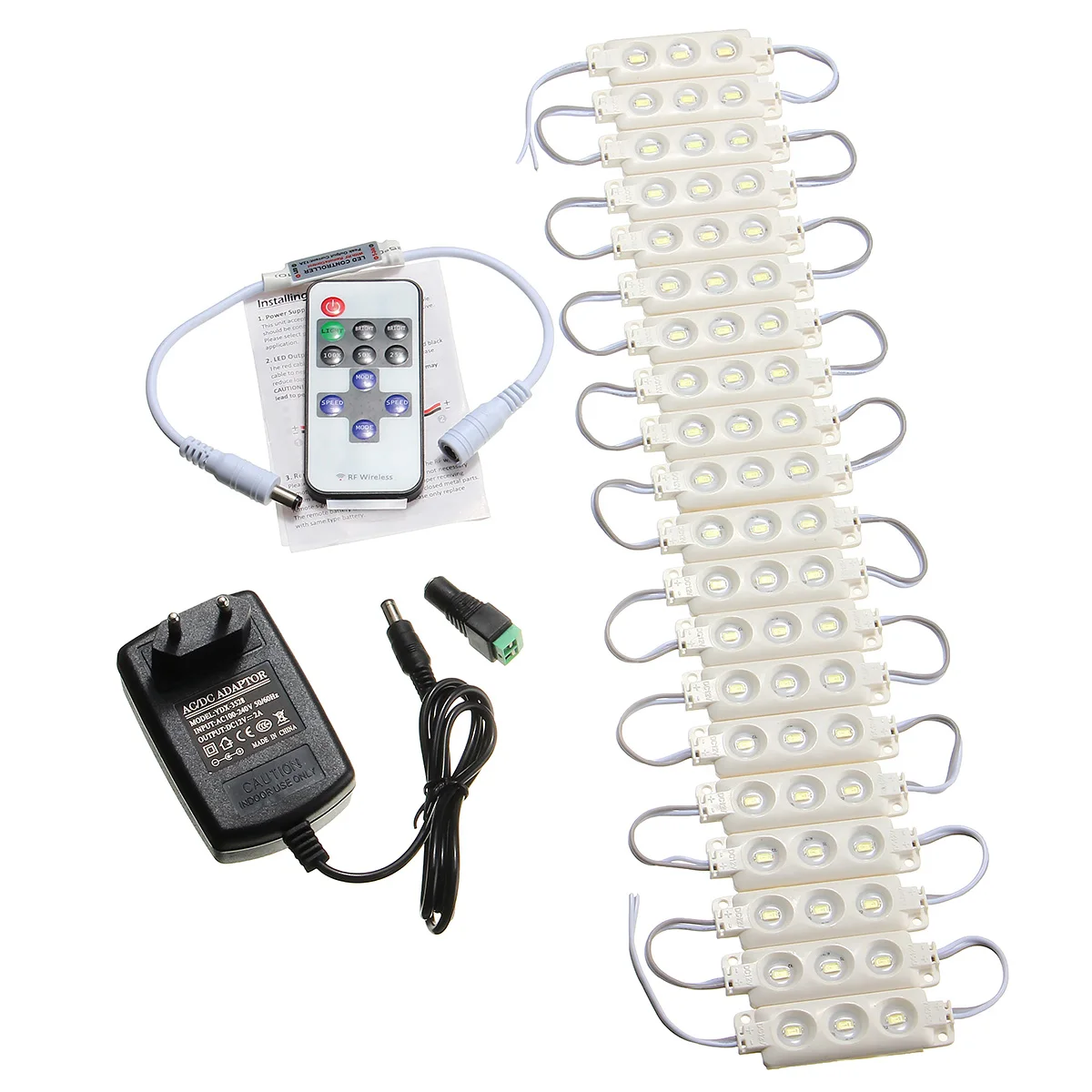 EU Plug 420LM 60 светодиодный модуль света диммер с подсветкой 5630 SMD для ванной комнаты косметическое зеркало 12 в 14 Вт 300 см 20 шт водонепроницаемый IP65 - Цвет: EU Plug