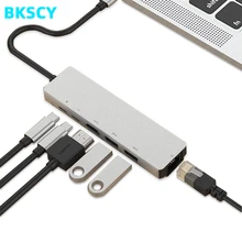 BKSCY концентратор USB Type C Hdmi 4K USB C концентратор для Gigabit Ethernet Rj45 Lan адаптер для Mac book Компьютерный Аксессуар USB-C HDMI Ethernet