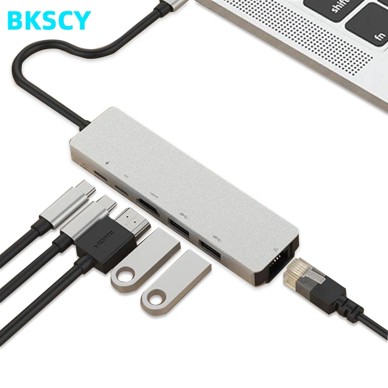 

BKSCY USB Type C Hub Hdmi 4K USB C Hub to Gigabit Ethernet Rj45 Lan Adapter for Mac book Computer Accessory USB-C HDMI Ethernet