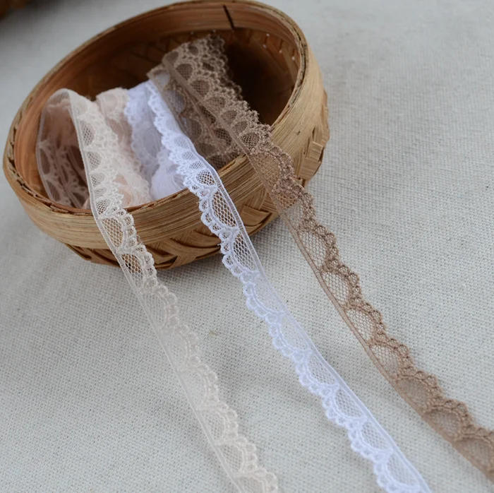 5 Meters/lot 1cm Width Good quality Mesh Polyester Embroidered Lace Garment Laces for DIY Pink White Brown sewing | Дом и сад