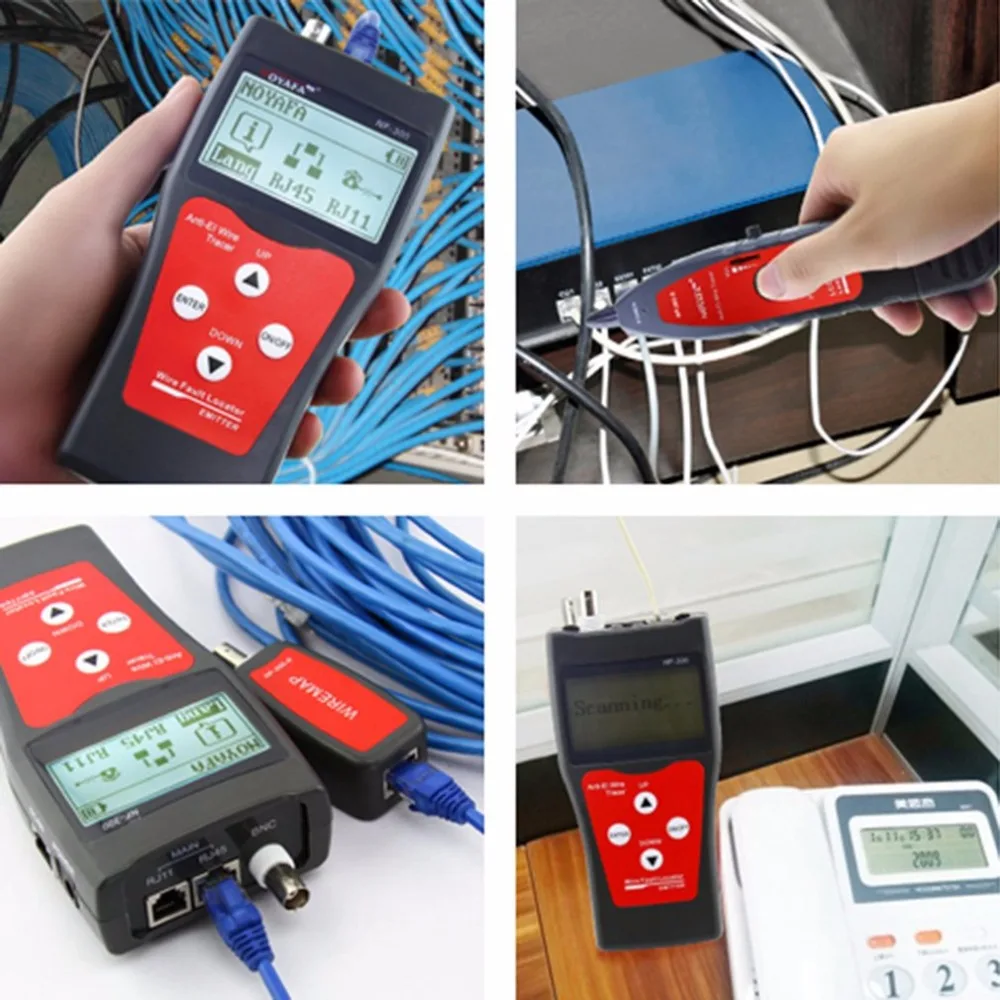 NOFAYA NF-300 Professional LAN Tester RJ45 Cable Length Tester Network Monitoring Wire Tracker Anti-Interference Tone Tracer