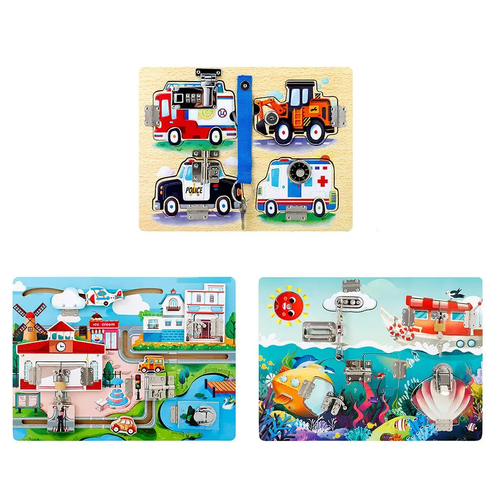 

Wooden Latches Board Development Toy Sturdy Construction Fine Motor Skills Developing Child Early Educational Learning Board