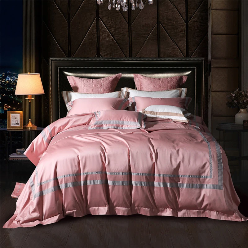 1000TC Египетский хлопок роскошные постельные принадлежности набор король queen Размеры постельный комплект пододеяльник постельное покрывало, наволочками, Комплект постельного белья для очень больших и 4/6 шт - Цвет: 2