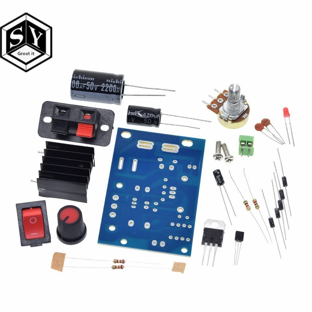 Módulo de fuente de alimentación LM317 DIY, regulador de tensión regulable, fusible reajustable, placa de condensador electrótico