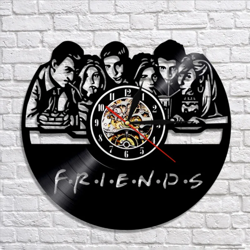 Friends TV Series CD Clock Wall Watch with LED Lighting Vintage Vinyl Record Home Decor Gift for Friend horloge | Дом и сад