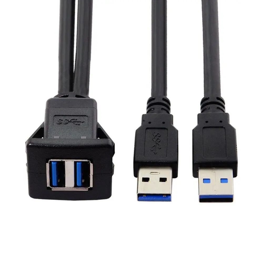 

BAAQII 2 порта двойной USB 3,0 штекер к женскому Удлинительный кабель для скрытого монтажа приборной панели автомобиля Простота установки использования CE1677