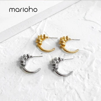 

Marioho Retro C-shaped Earrings Twisted Rope Earrings Irregular Geometric Earrings For Women Minimalist Hoop Earrings Jewelry