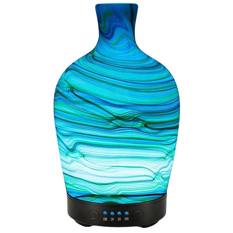 

100Ml Glass Aromatherapy Humidifier Essential Oil Diffuser Ultrasonic Quiet 7 Color Light Home Office Living Room Spa Yoga(Us Pl