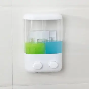 

MeterMall Double Head Soap Sanitizer Shampoo Dispenser with Sucker for Bathroom Washroom Shower