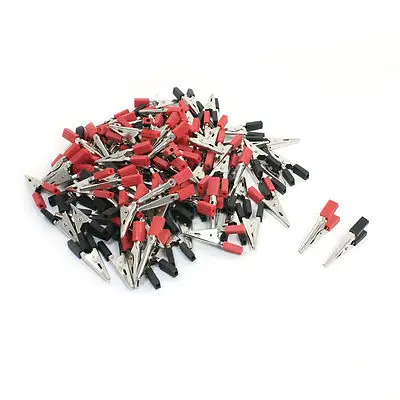 

50Pairs Black Red Nonslip Grip Insulated Test Lead Crocodile Clips 2