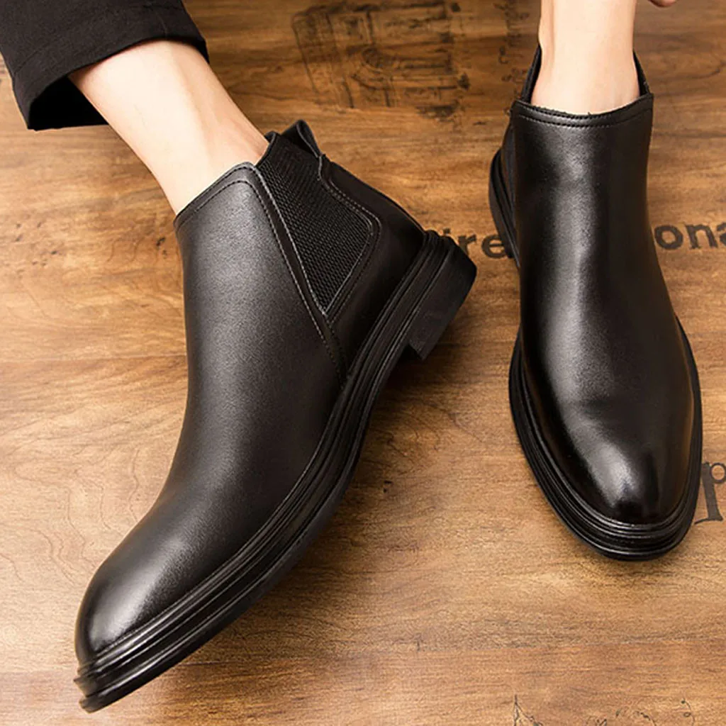 Мужская обувь; Новинка; модные ботинки; zapatos de hombre; модная мужская обувь в стиле ретро с острым носком в британском стиле; повседневные кожаные ботинки «Челси»