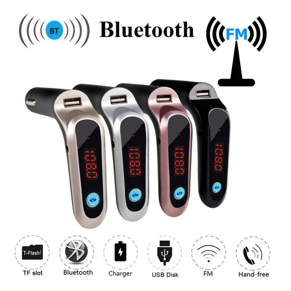 

USB TF Card Support Charger Wireless Bluetooth Car Kit LCD Hands-Free FM Transmitter MP3 Music Player Mobile Phones Tablets Dsp